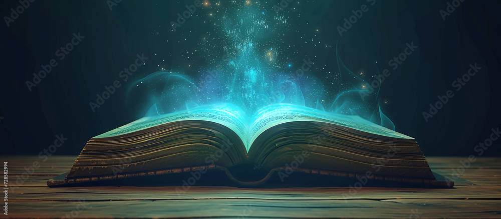 World Book Day. Fantasy and literature concept. magic book with