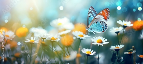 Wildlife butterflies animal photography background - Closeup of wild beautiful butterfly on a flower in garden.. © Corri Seizinger