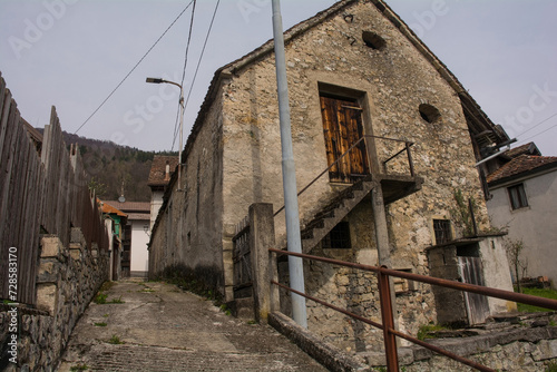 A street in the village of Trava in Lauco district, Udine Province, Friuli-Venezia Giulia, north east Italy photo