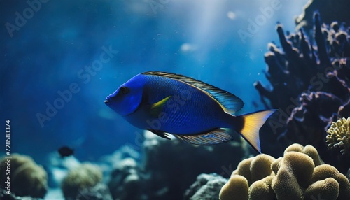 dark blue sea fish underwater world