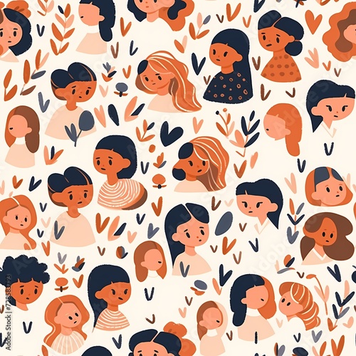 Pattern of Illustrated People and Plants