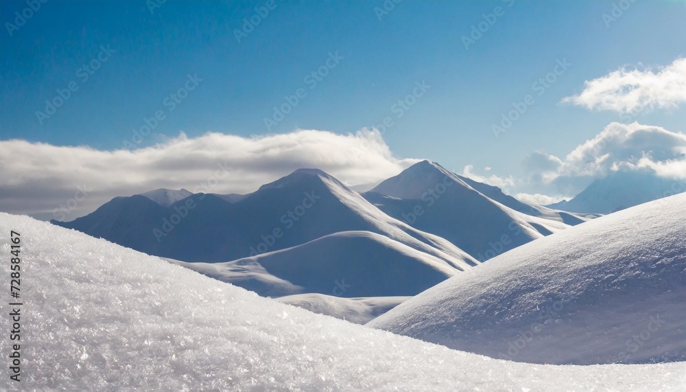 banner of sparkling fluffy white snow hills wintertime snow border
