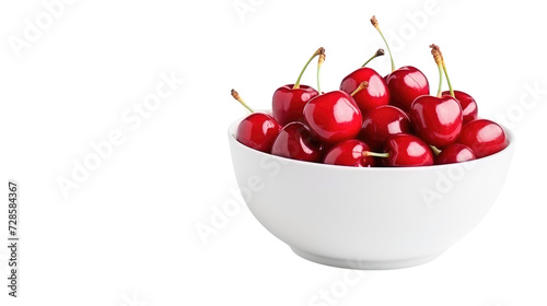 Bowl of Fresh Cherries on Transparent Background