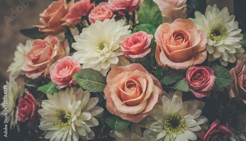 beautiful artificial flowers background vintage style © Wayne