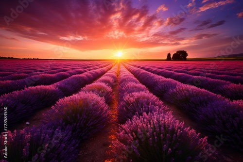 The Sun Sets Over a Lavender Field