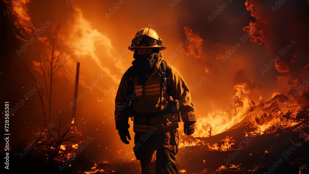 Fire fighter working at dangerous area abstract background. Generative ai.
Fire fighter working at dangerous area abstract background. Generative ai.