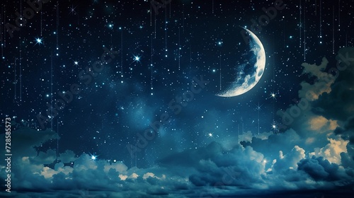 Ethereal Moon and Stars, background image, generative AI