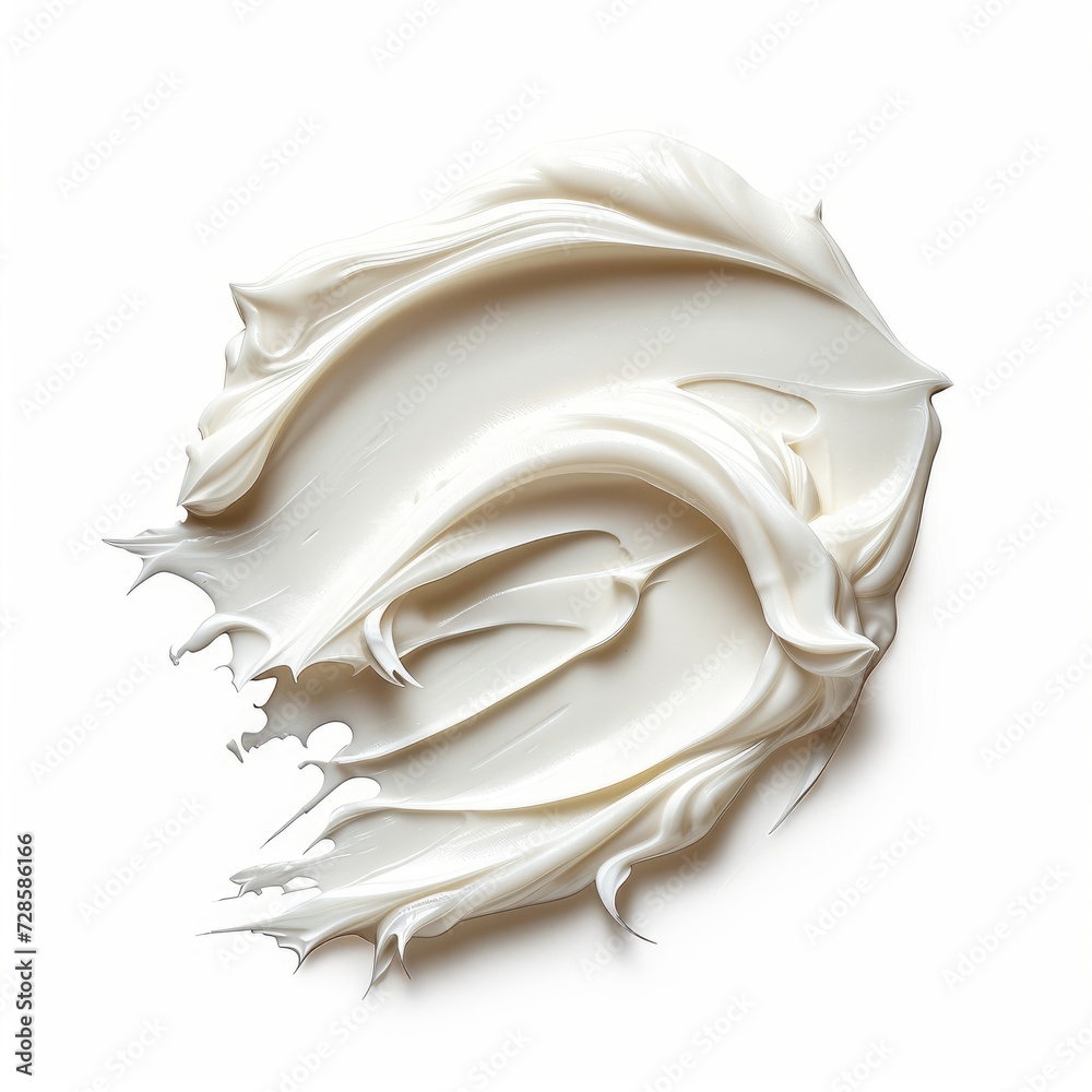 White cosmetic cream Isolated on White Background. Swatche. Grooming Products. Drop of liquid stroke With clipping path. Full depth of field. Focus stacking. Generative AI White cosmetic cream Isolated on White Background. Swatche. Grooming Products. Drop of liquid stroke With clipping path. Full depth of field. Focus stacking. Generative AI