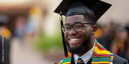 portrait of a happy black university graduate photo