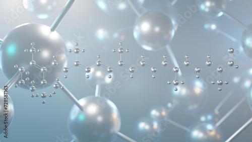 apocarotenal molecular structure, 3d model molecule, e160e, structural chemical formula view from a microscope photo