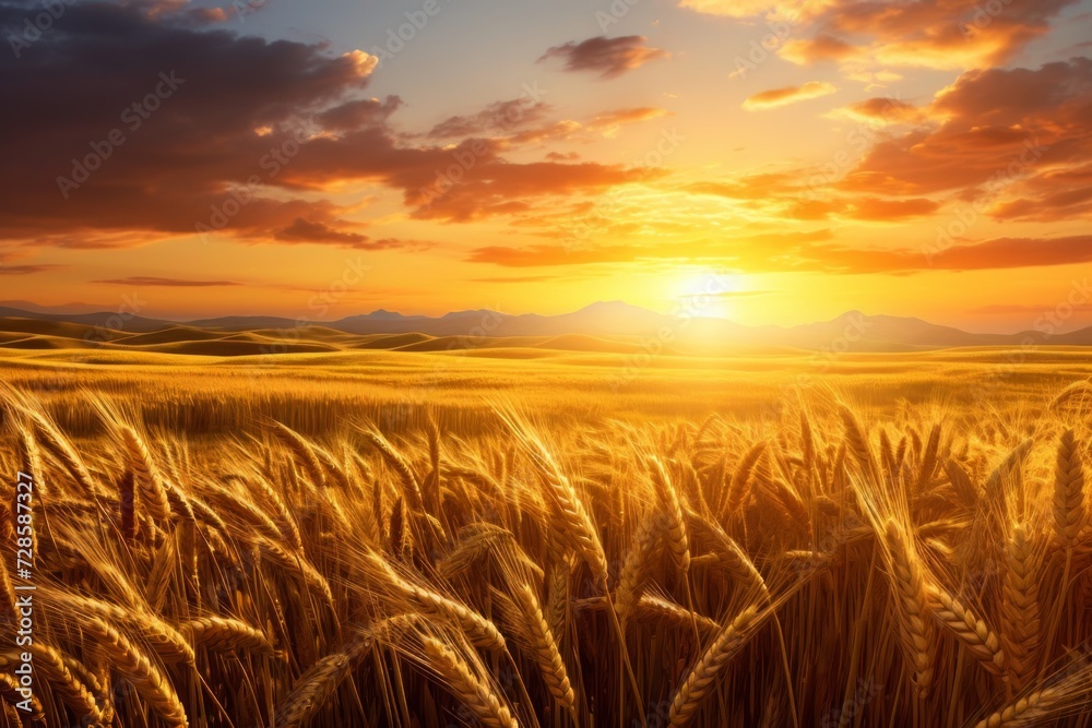 The Sun Sets Over a Wheat Field
