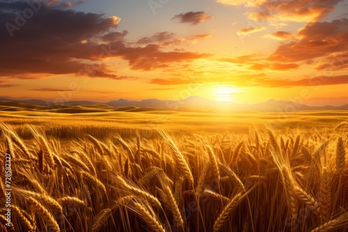 The Sun Sets Over a Wheat Field