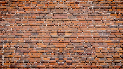 Brick wall. Old vintage brick wall pattern. Red brick wall panoramic background  Generative AI