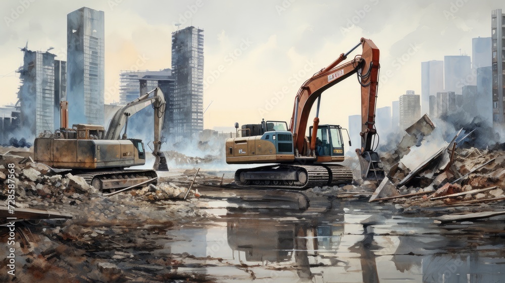 Commanding attention on the construction site, the excavator stands as a symbol of efficiency and strength, embodying the essence of heavy equipment in modern construction. Commanding attention on the construction site, the excavator stands as a symbol of efficiency and strength, embodying the essence of heavy equipment in modern construction.