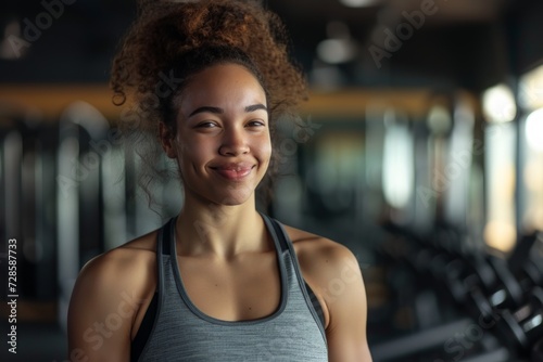 Young Woman Smiling in Gym