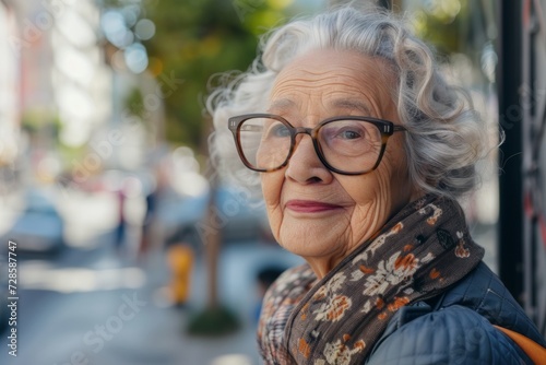 Older Woman Wearing Glasses and Scarf