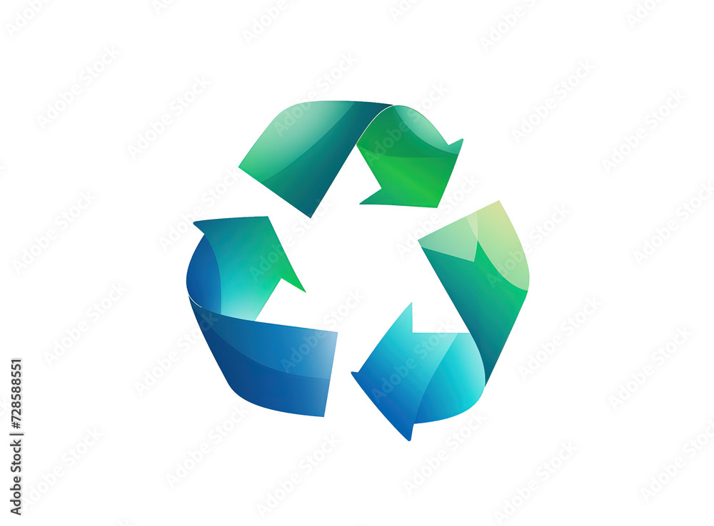 Recycle symbol or sign of arrow, green and blue icon for world Environment isolated on white background. Recycle symbol or sign of arrow, green and blue icon for world Environment isolated on white background.