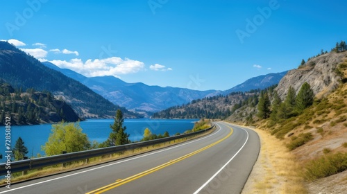 Mountains lake highway with beautiful views