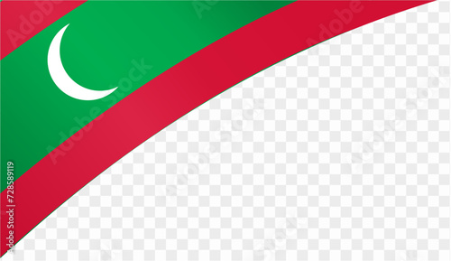 Maldives flag wave isolated on png or transparent background. vector illustration.