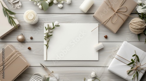 A White Table Laden With Numerous Presents