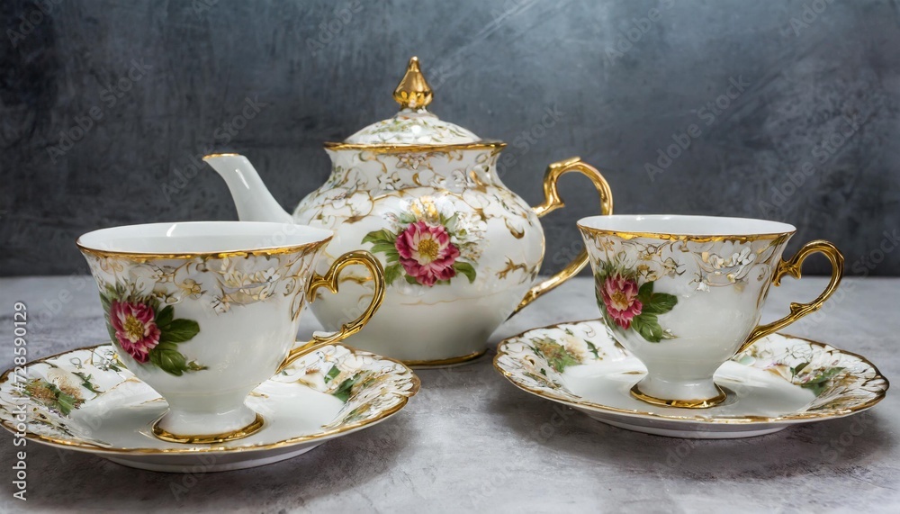 Fototapeta premium luxury porcelain teacup set