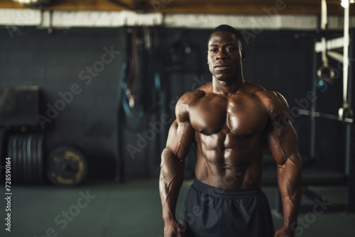 Shirtless Man Standing in Gym
