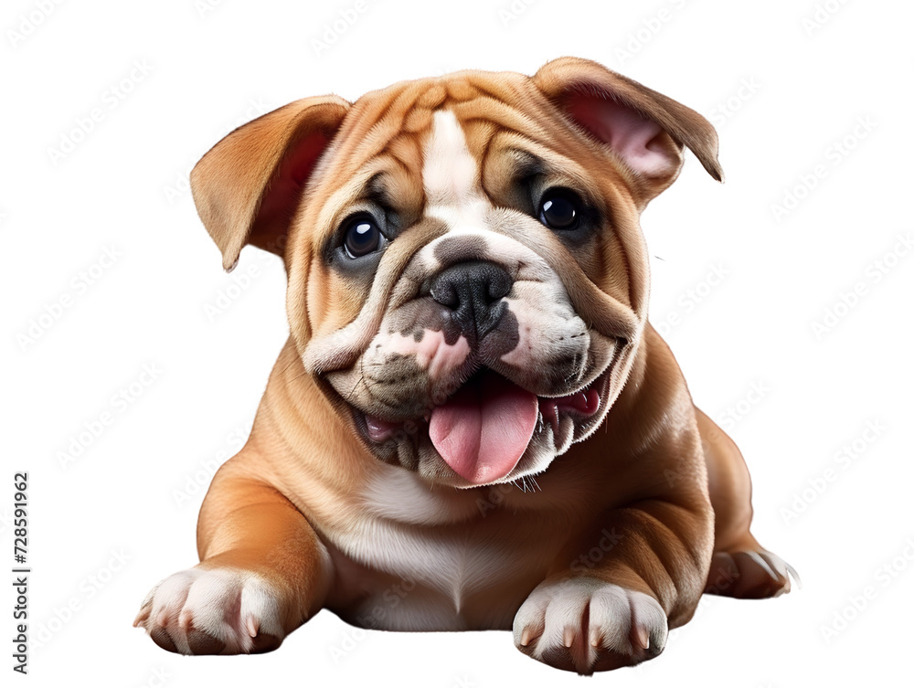 A Cute Bulldog, isolated on a transparent or white background
