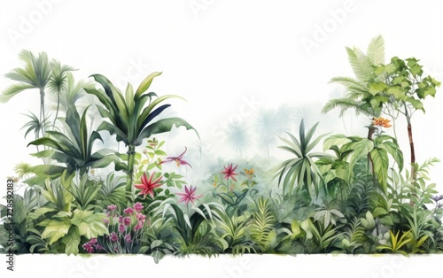 A Painting of Tropical Plants and Trees