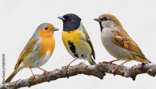 collection of european small birds png isolated on transparent background