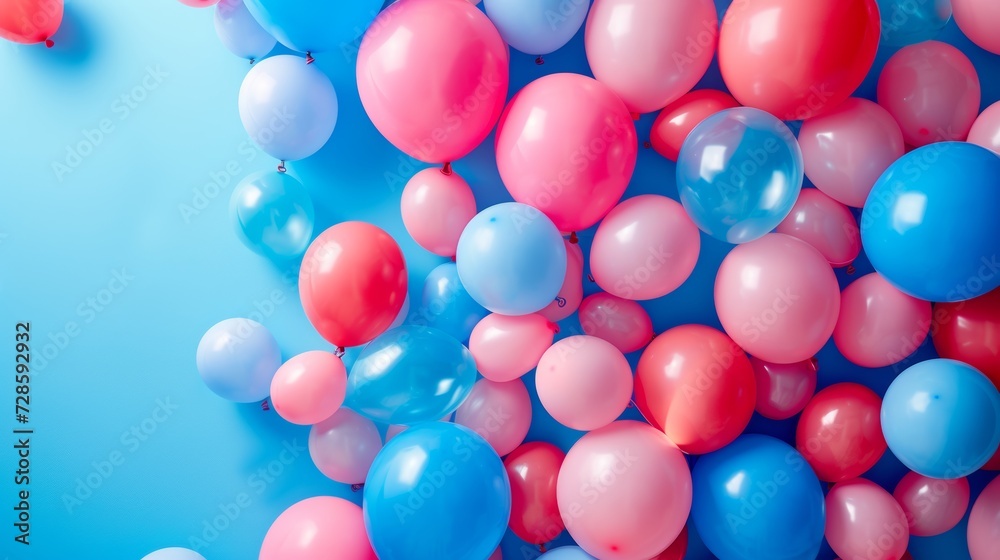 A playful balloon-themed backdrop with a clean frame, showcasing balloons of various sizes