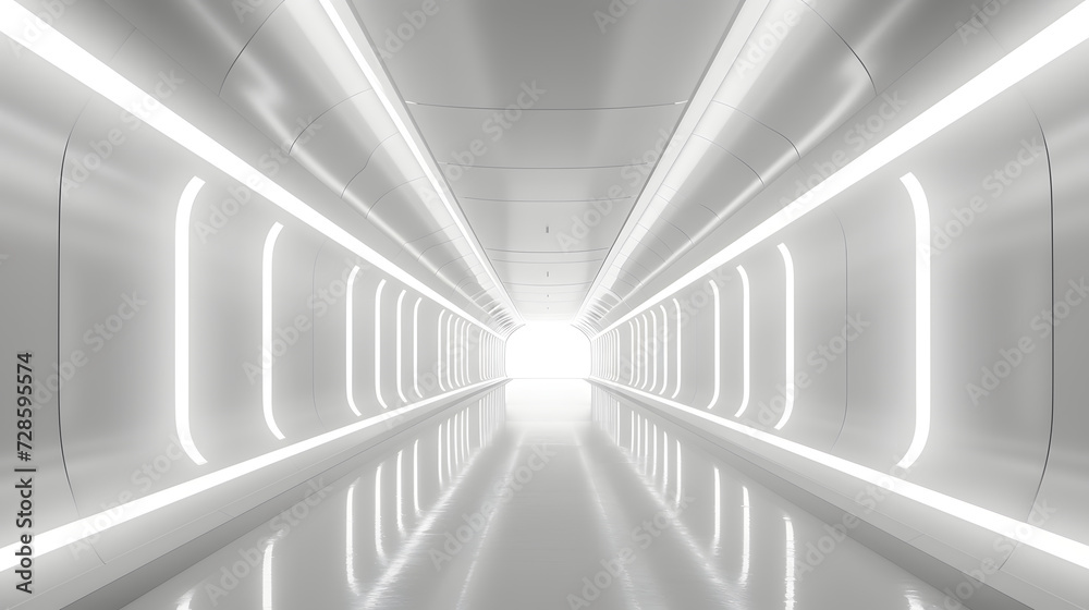 Obraz premium Empty white future 3D neon background studio futuristic