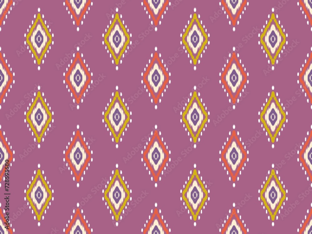 Fototapeta premium Ethnic ikat seamless pattern traditional design illustration for background carpet clothing and home decoration 