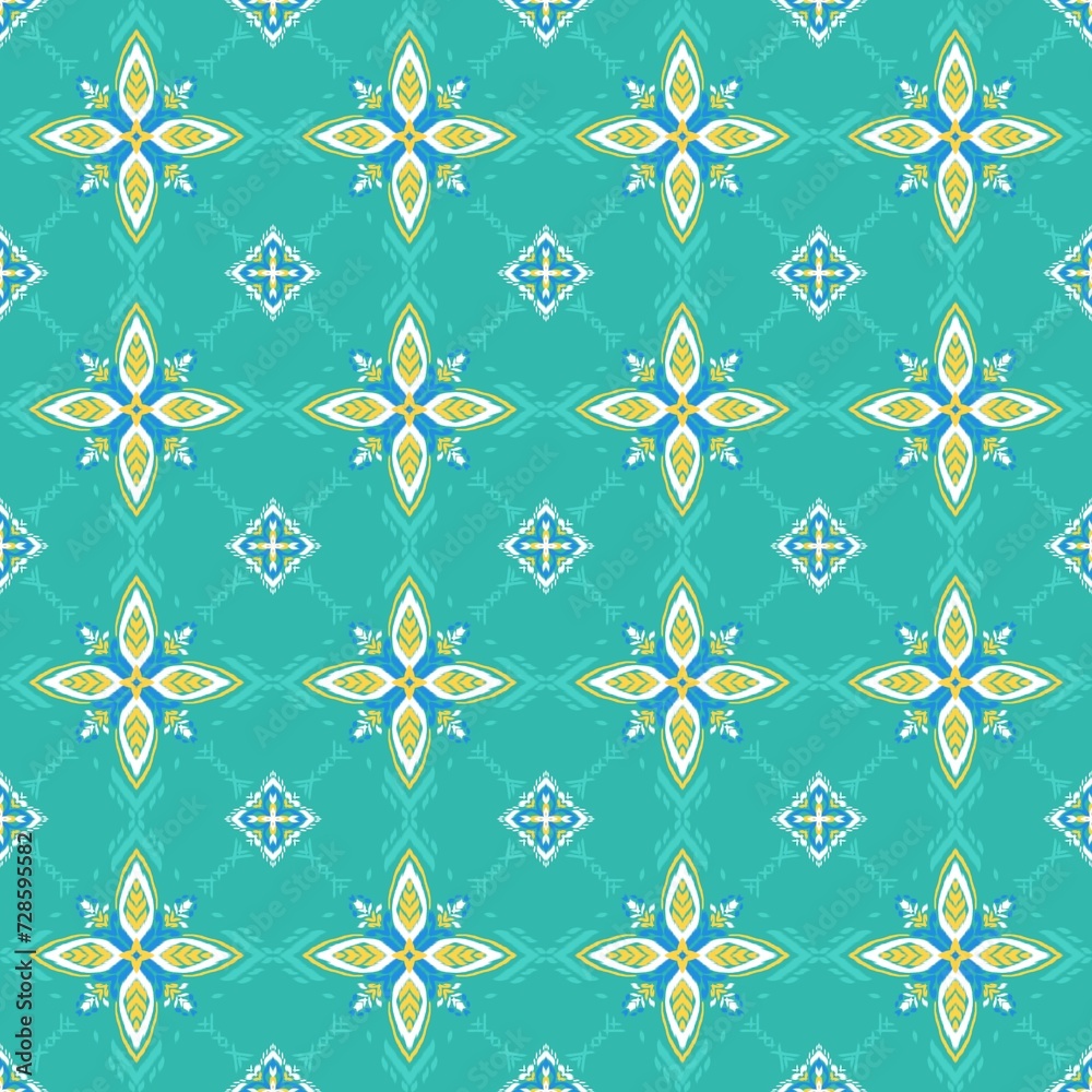 Ethnic ikat seamless pattern traditional design illustration for background carpet clothing and home decoration 