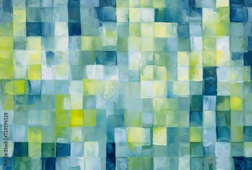A Painting of a Green and Blue Background