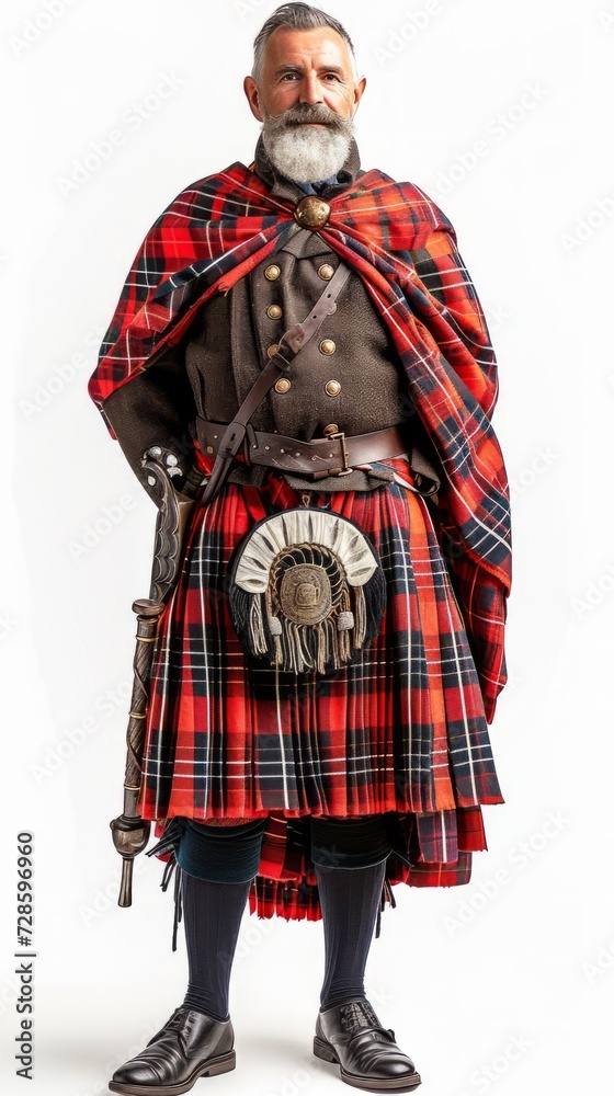 Man in Kilt Standing With Hands in Pockets