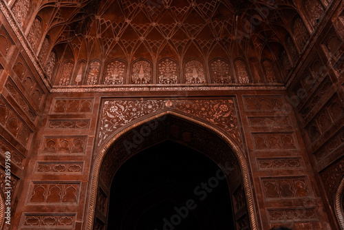 Mughal Construction Mosque door in Taj Mahal India (ID: 728597569)