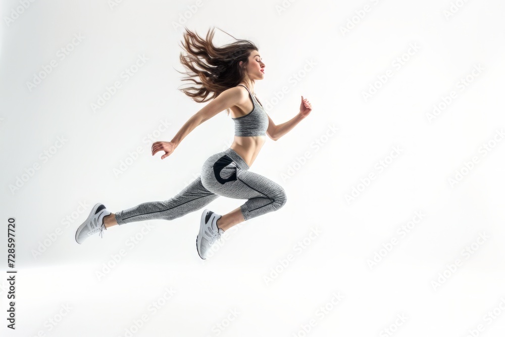 Woman Running in the Air With Windblown Hair