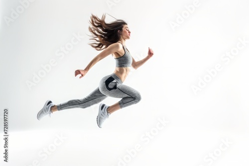 Woman Running in the Air With Windblown Hair