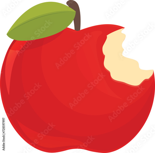 Kid bite apple icon cartoon vector. Organic nutrition. Element ripe juice