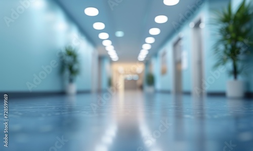 blue abstract blurred clinic interior background
