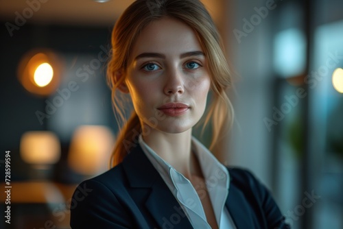 Woman in Business Suit Looking at the Camera