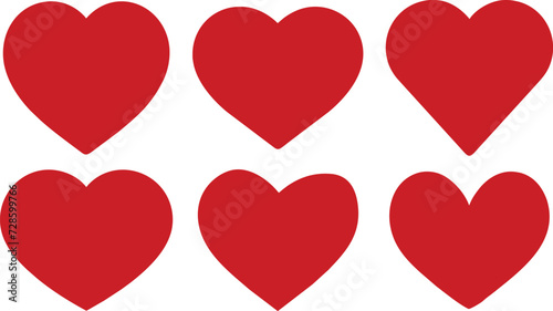 Conjunto de iconos de corazón rojo vector. Set de corazones románticos para San Valentín. Formas de corazones sin fondo. Hecho con IA.