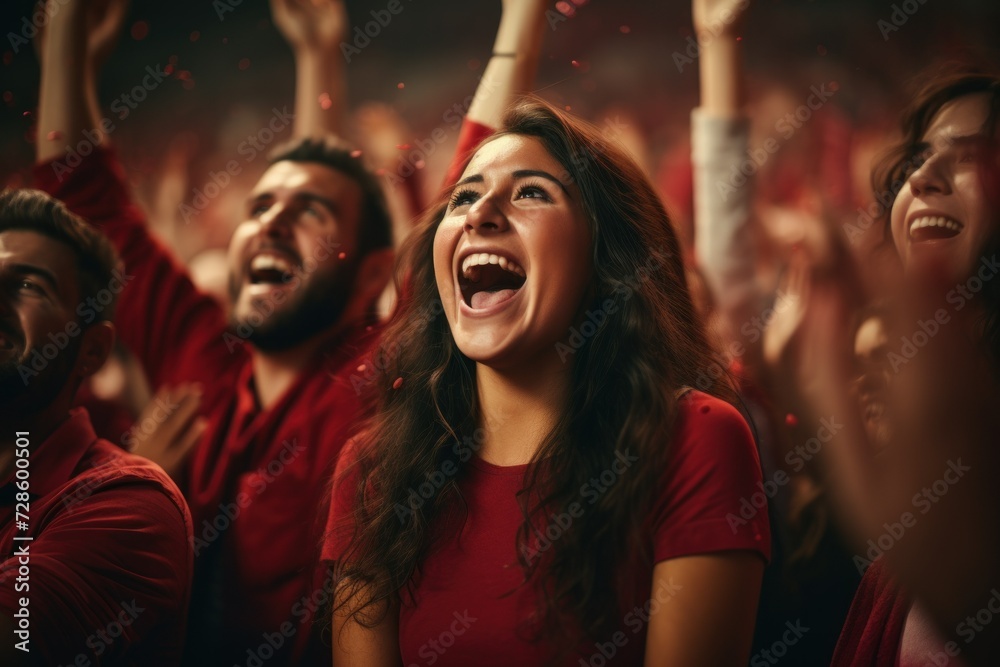 Enthusiastic football fans display emotional responses during the championship. Their fervor and excitement heighten with every play, creating a vibrant stadium atmosphere
