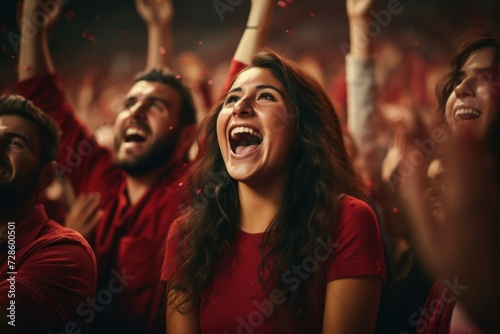 Enthusiastic football fans display emotional responses during the championship. Their fervor and excitement heighten with every play, creating a vibrant stadium atmosphere