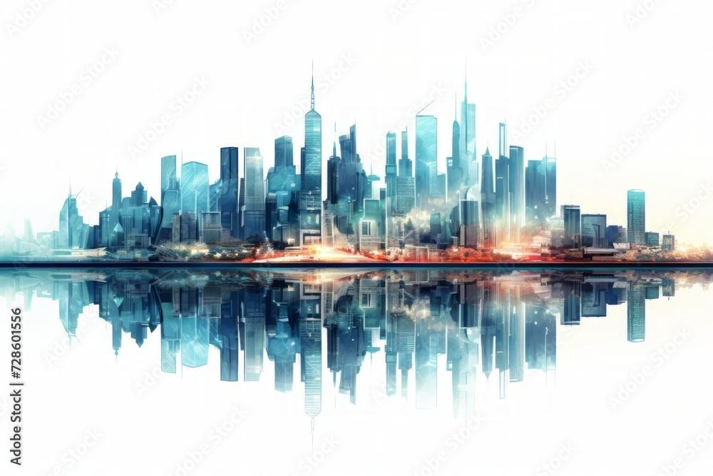 Fototapeta premium City Skyline With Reflection in the Water