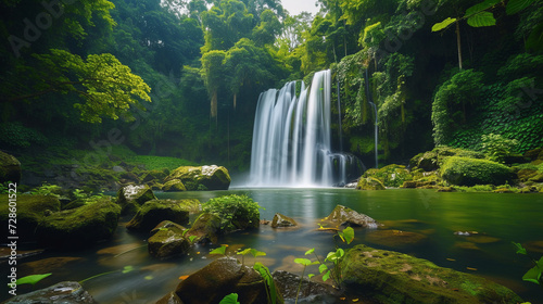 Beautiful tropical waterfall. 