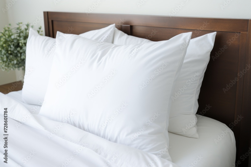 Obraz premium soft white pillows on white bed