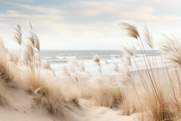 Deken met foto Duingras Sereen strand in zachte beige tinten  © Jam