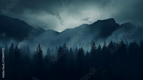 fog over mountains 4k image,, Misty fir forest beautiful landscape in hipster vintage retro style foggy mountains and treesx9