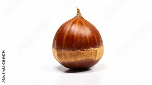 Delicious sweet roasted edible chestnut isolated on white background.Generative AI